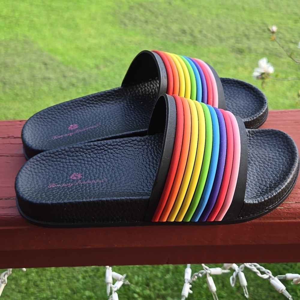 Tommy Bahama Kids Colorful Rainbow Slide Sandals Big Kid Size 3 - Picture 3 of 5